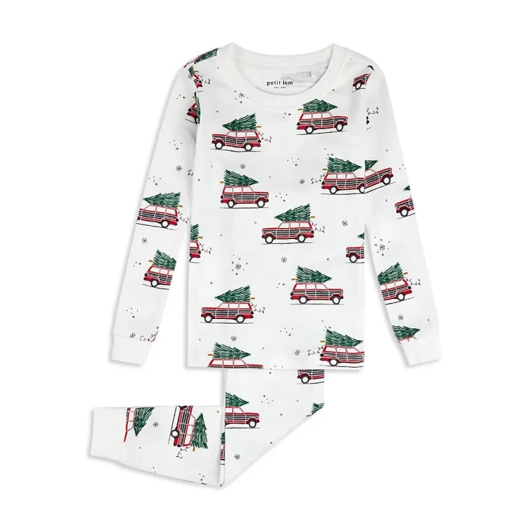 petit lem Unisex Festive Cars Print Pajama Set - Little Kid