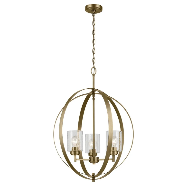 Natural Brass Three Light Chandelier from the Winslow Collection