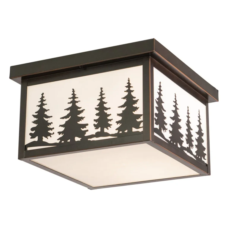 Burnished Bronze Two Light Outdoor Flush Mount from the Yosemite Collection