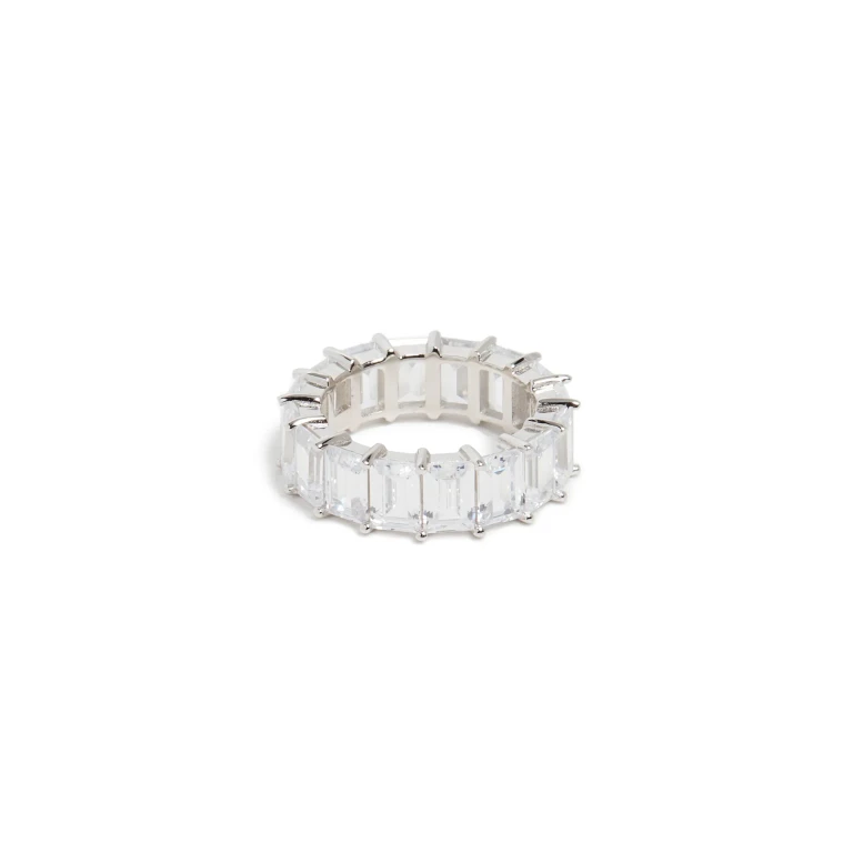 By Adina Eden Baguette Eternity Band Silver 8