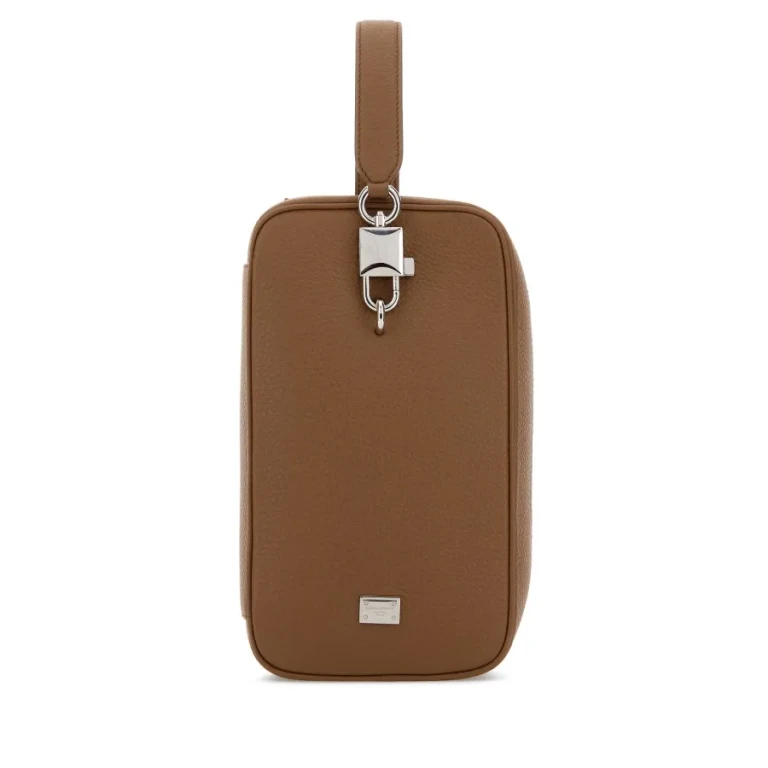 Dolce & Gabbana Camel Leather Lock Handbag