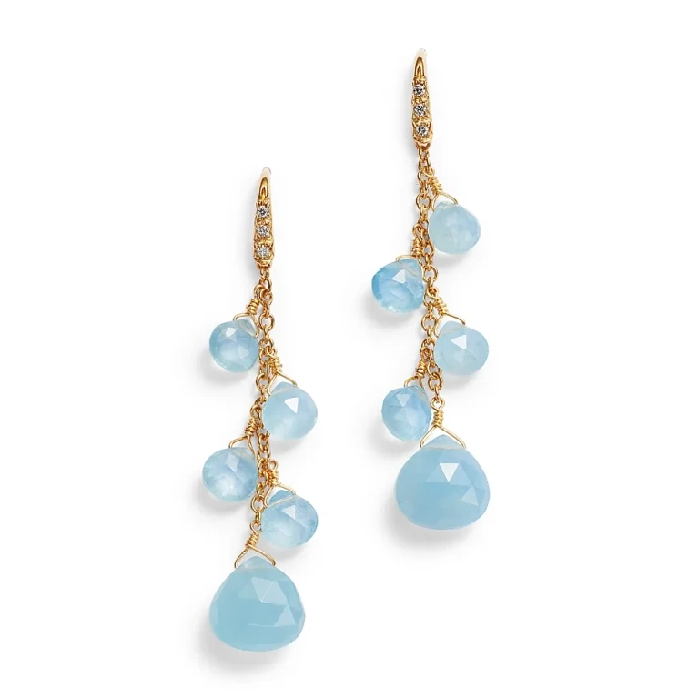 Marco Bicego 18K Yellow Gold Paradise Aquamarine & Diamond Chain Drop Earrings - Exclusive