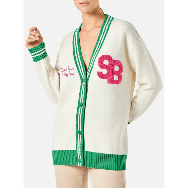 MC2 Saint Barth Woman White Cardigan With Embroidery