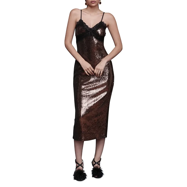 Avec Les Filles Lace Trim Cami Midi Dress