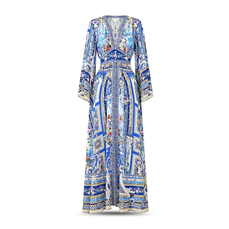 Camilla Kimono Sleeve Silk Dress Swim Cover-Up