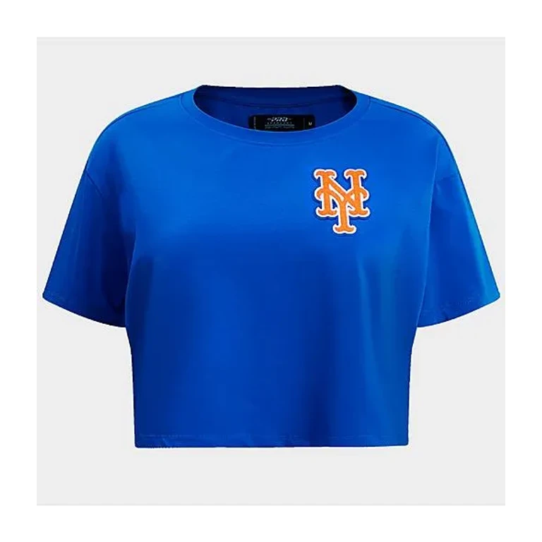Pro Standard Women's New York Yankees MLB Classic Single Jersey Boxy T-Shirt in Royal Blue Size: XS