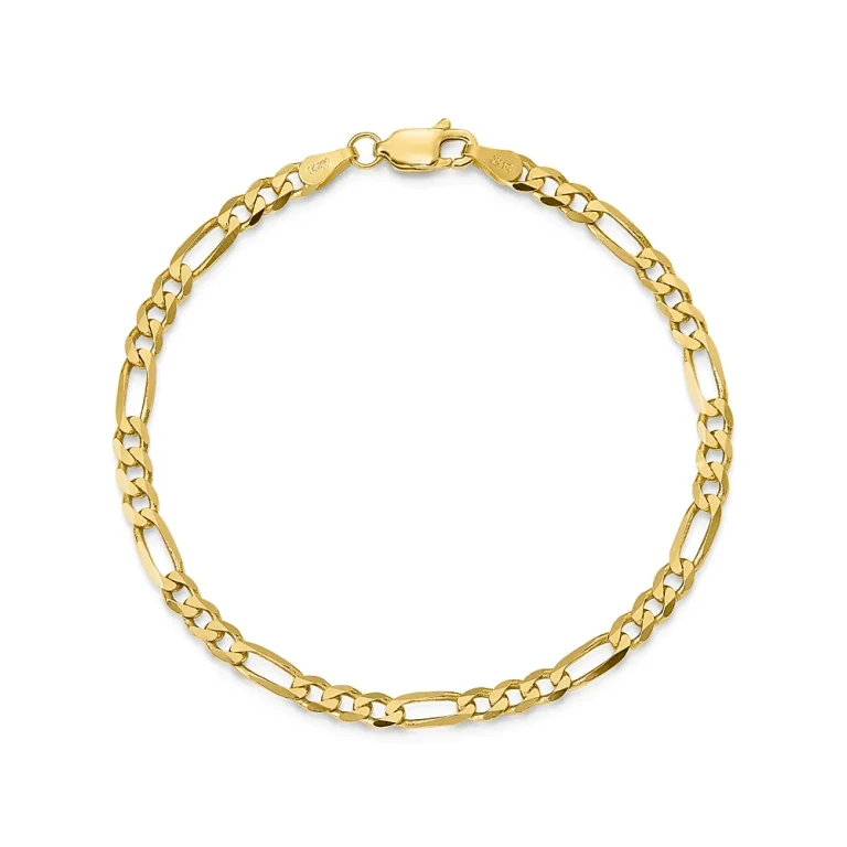 Men's 14K Yellow Gold 4mm Flat Figaro Chain Bracelet, 7