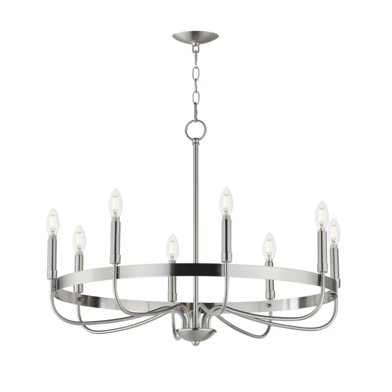 Satin Nickel Eight Light Chandelier from the Frankie Collection