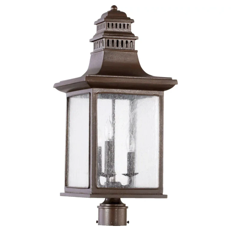 Quorum Magnolia 3-Light 25" Outdoor Post Light in Oiled Bronze