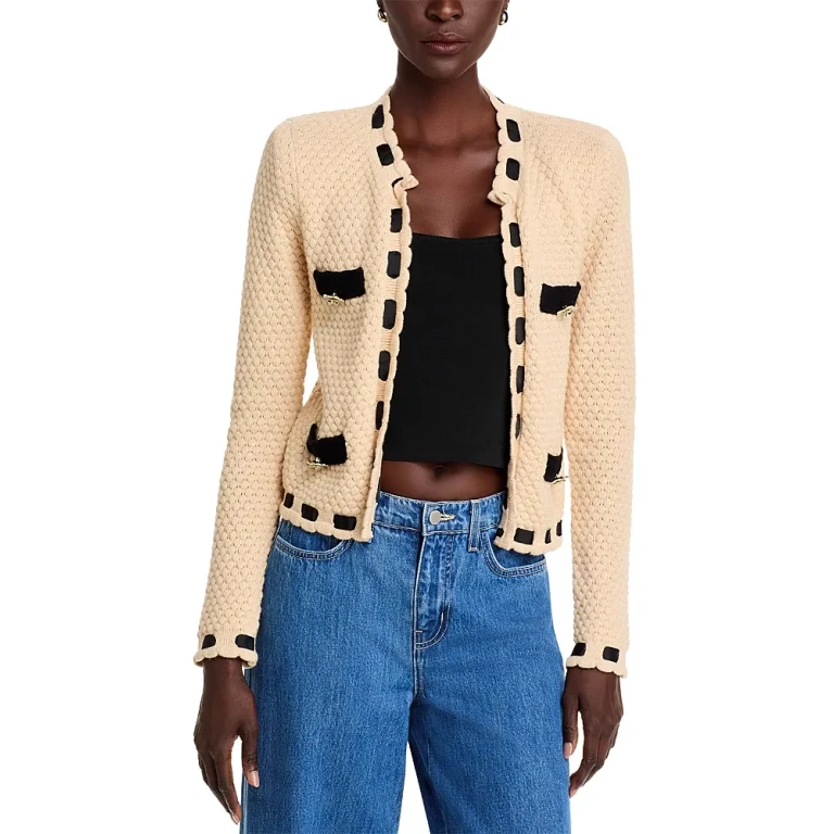 L'Agence Astor Contrast Trim Cardigan