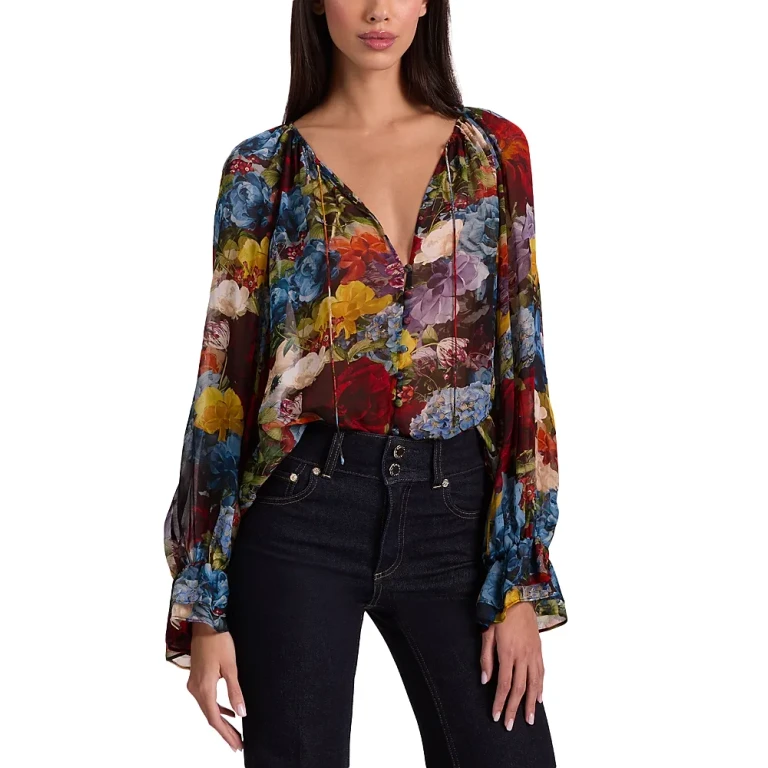 Alice and Olivia Josephine Split Neck Top