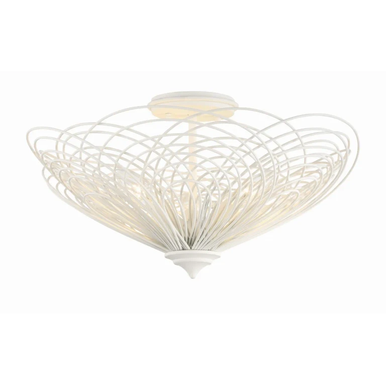 Matte White Three Light Semi Flush Mount from the Doral Collection