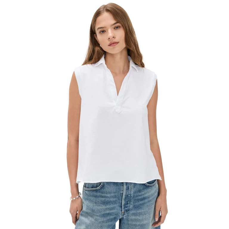 Frank & Eileen Popover Collar Tank White M