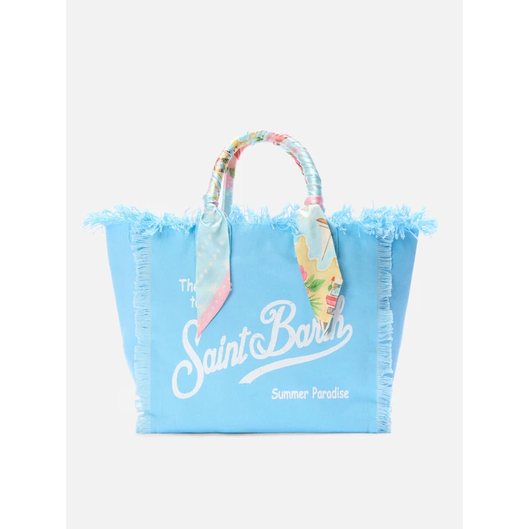 Mc2 Saint Barth Vanity Canvas St Barth Print Light Blue Bag Sky - Unisex