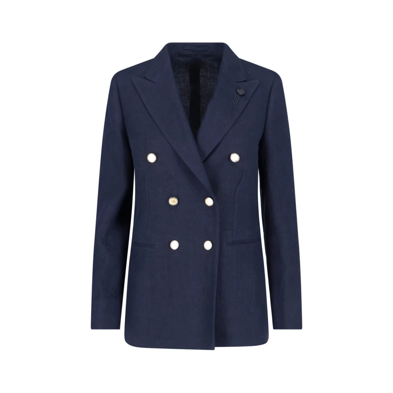 Lardini Jackets Blue Linen - Women