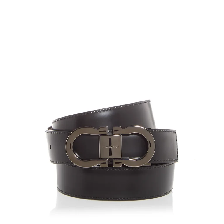 Ferragamo Men's Double Gancini Reversible Leather Belt