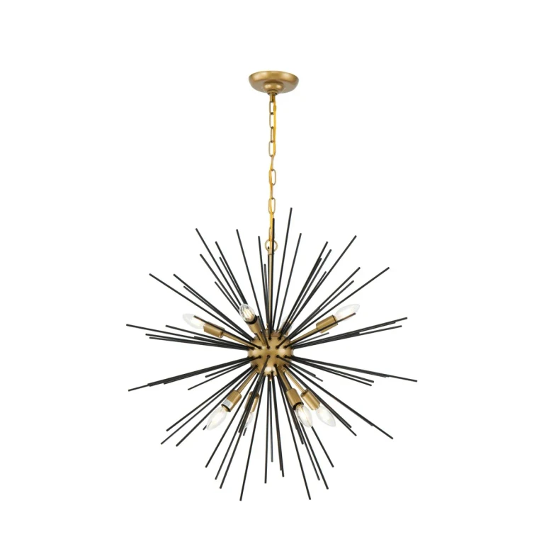 brass Eight Light Pendant from the Timber Collection