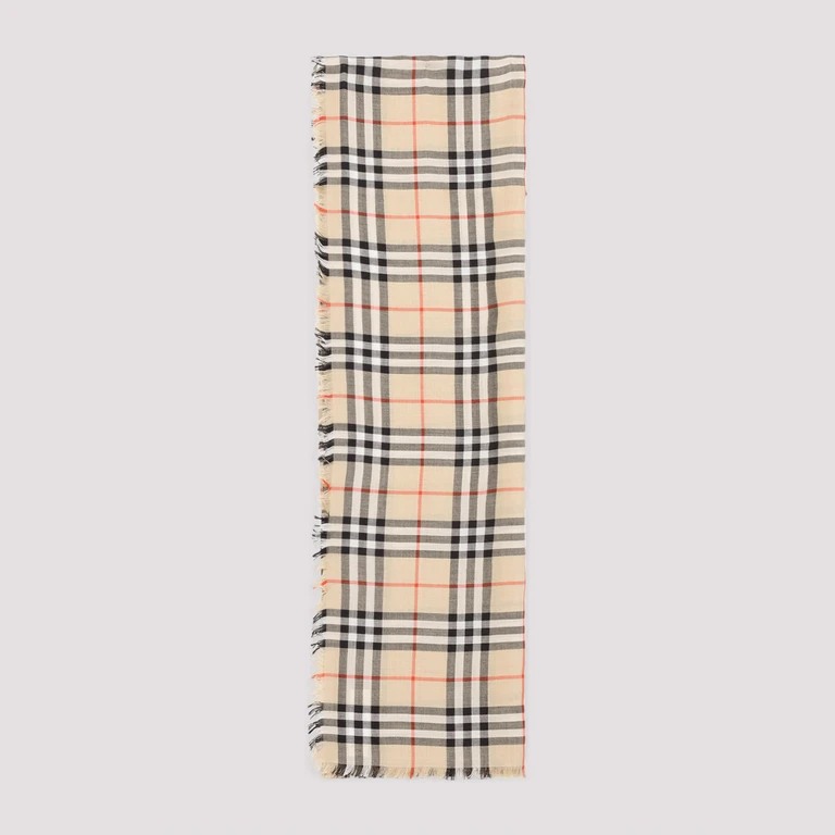 Burberry Scarf Nude & Neutrals Cashmere Mulberry Silk - Women