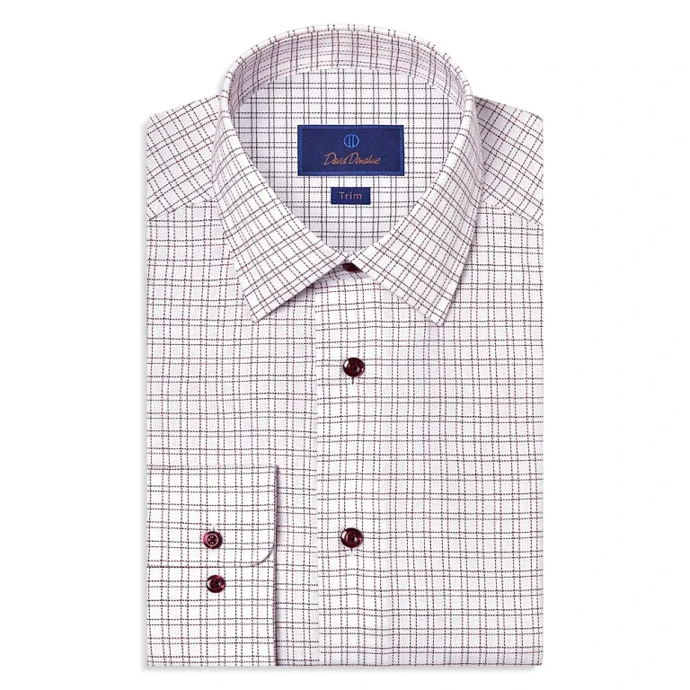 David Donahue Slim Fit Printed Dobby Dress Shirt