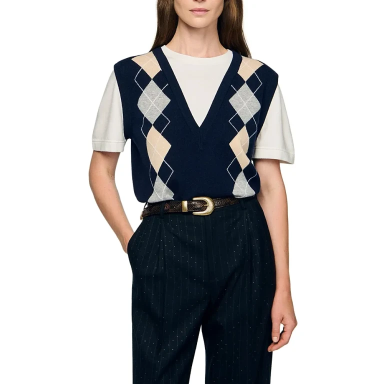 Sandro Layered Look Sweater Vest Top