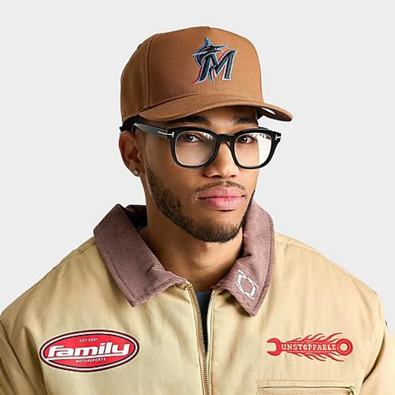 47 Brand '47 Miami Marlins MLB HITCH Snapback Hat in Brown/Black