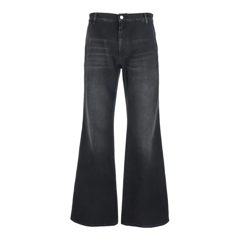 AMIRI Black Jeans With Wide Leg And Logo Patch On The Back In Denim For Men