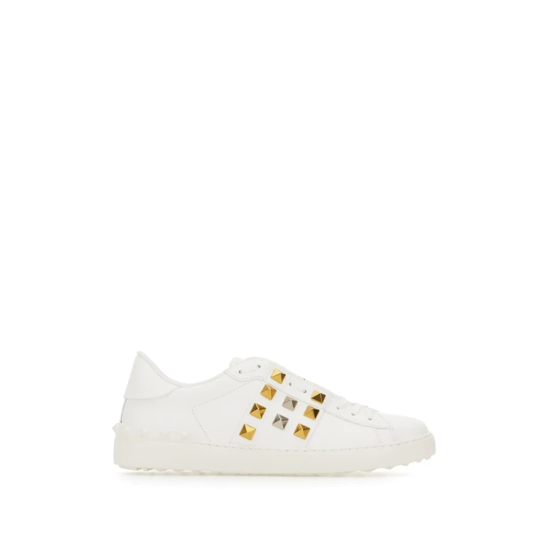 Valentino Garavani White Leather Rockstud Sneakers