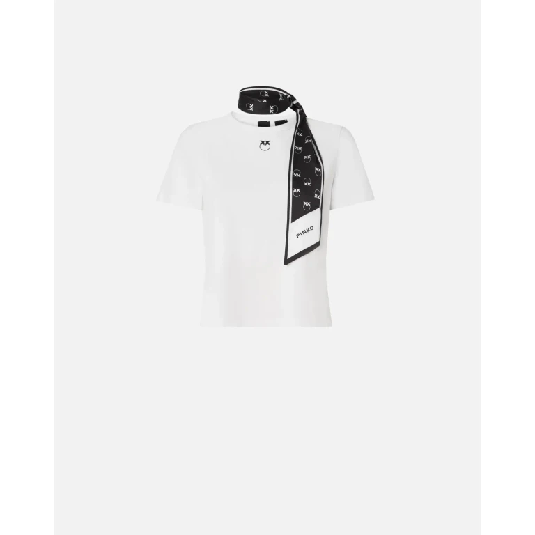 Pinko T-shirt with Love Birds Logo Scarf