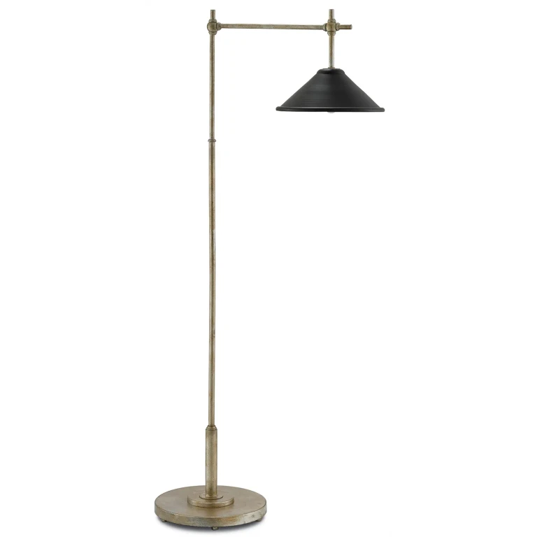 Silver Granello Satin Black One Light Floor Lamp from the Dao Collection