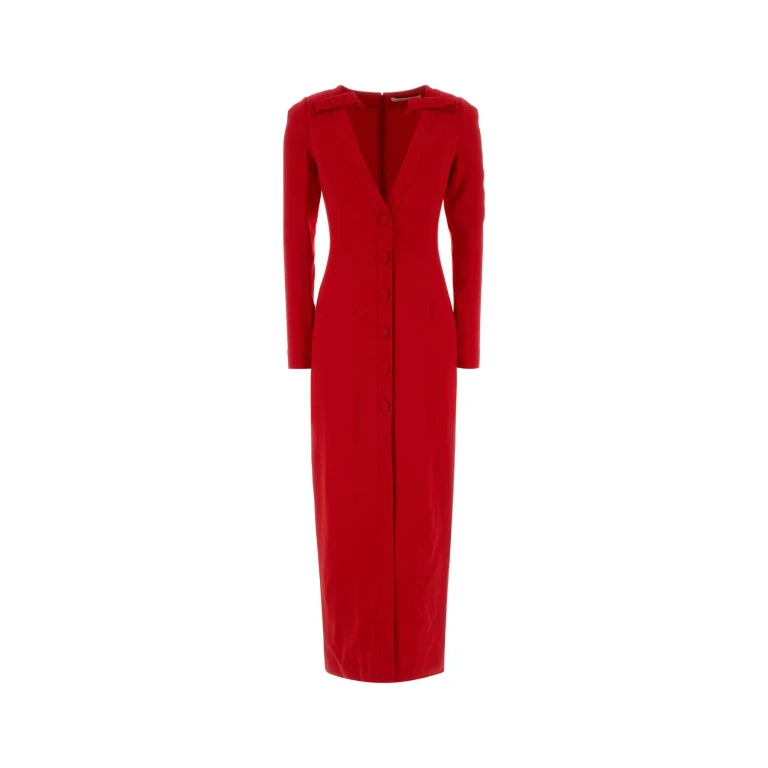 Alessandra Rich Red Cady Long Dress