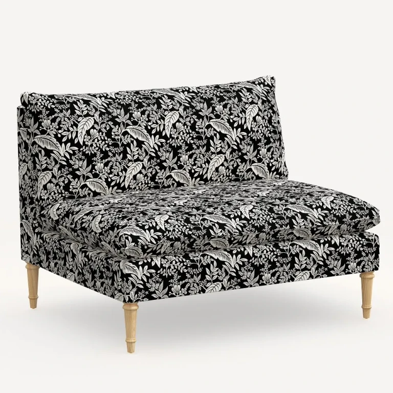 Louie Canopy Black & Cream Armless Loveseat