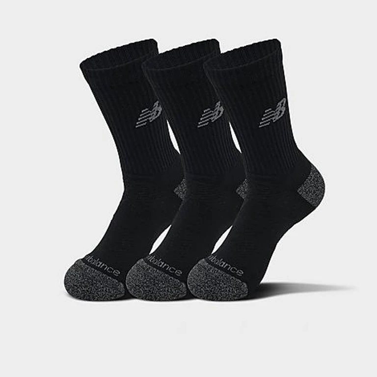 New Balance Active Crew Socks (3-Pack) in Core Black Size: Small
