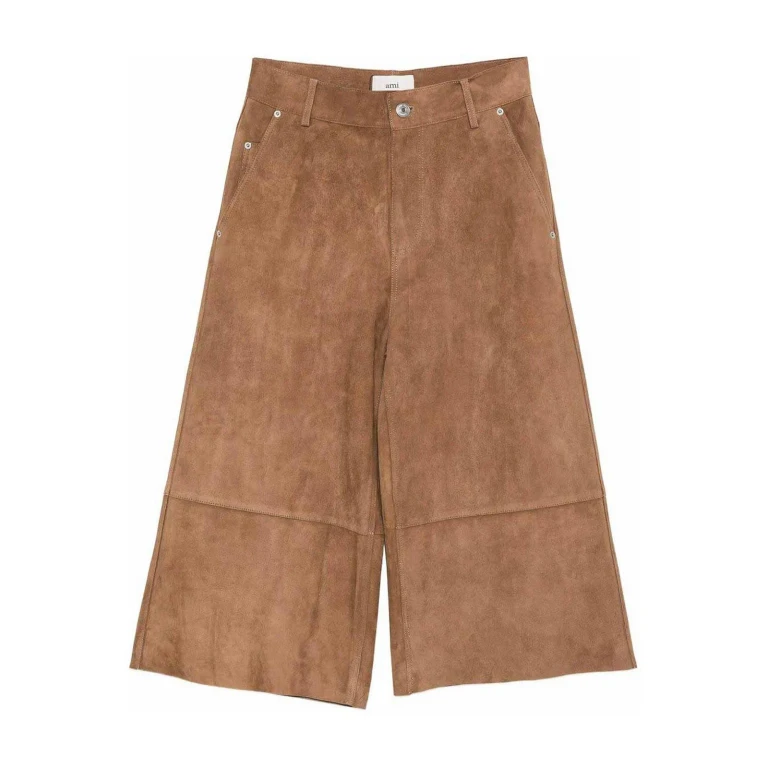 Ami Paris Pantalons En Cuir - Marron
