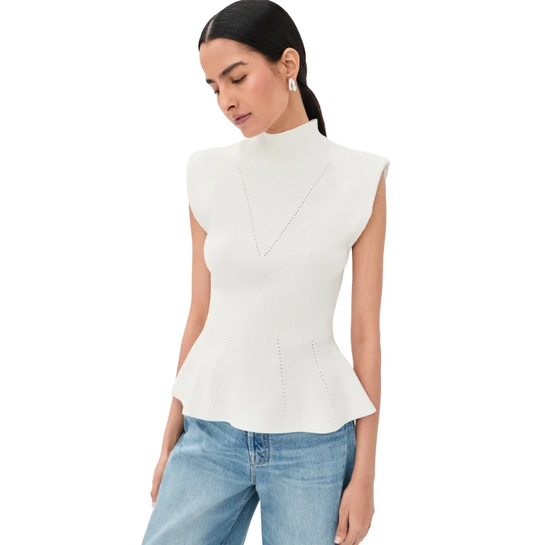 Veronica Beard Seraphine Knit Blouse Off White L