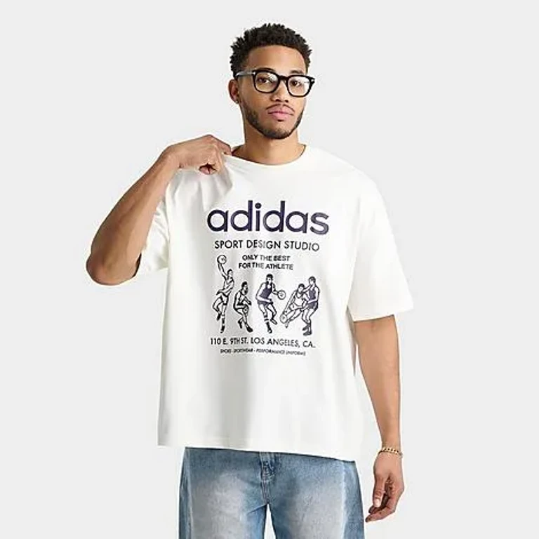 adidas Men's Originals Only The Best Graphic T-Shirt in Off White/Violet Size: Small