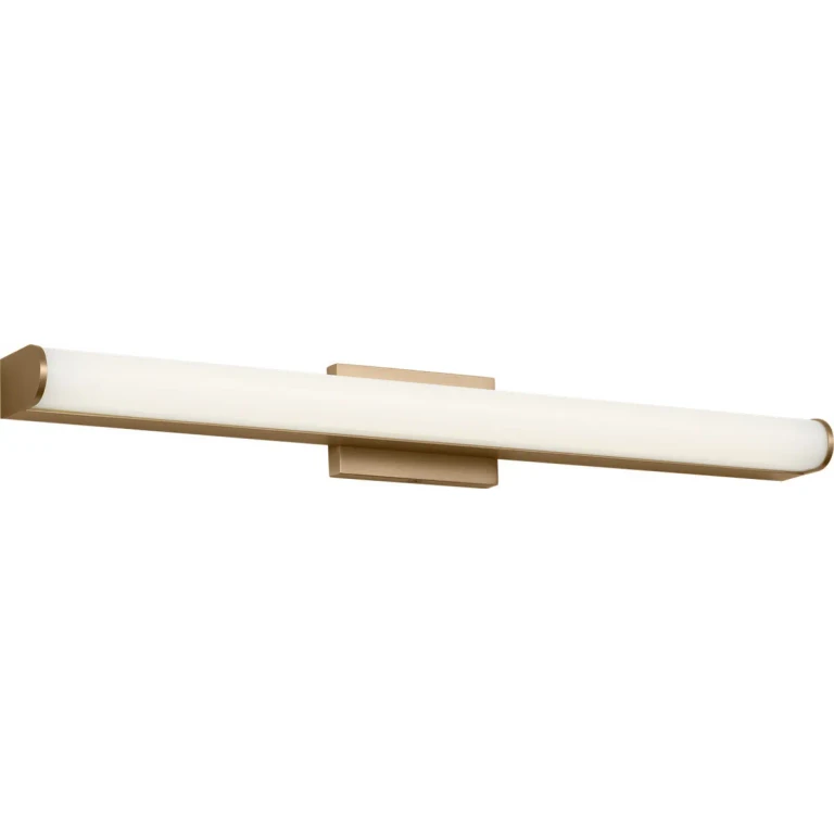 Satin Brass LED Bathroom Vanity Light from the Cavitt Collection