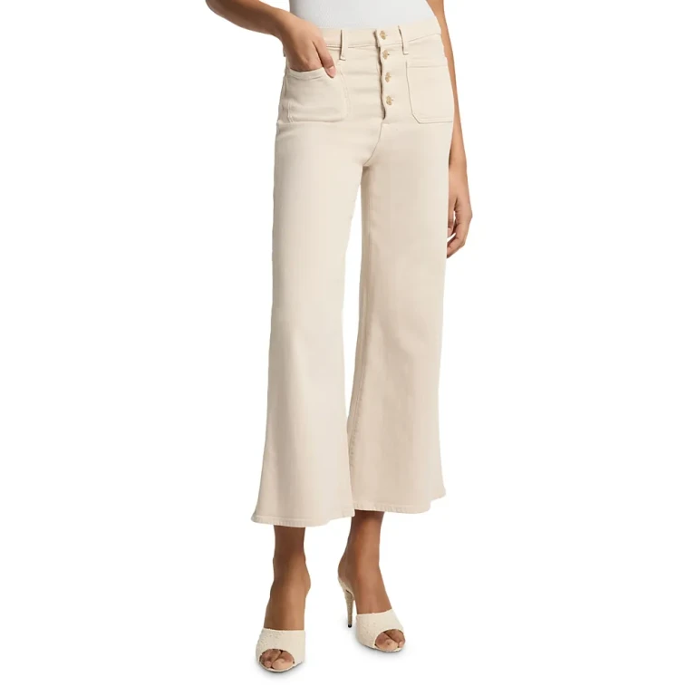 7 For All Mankind Ultra High Rise Cropped Flare Jeans in Creme