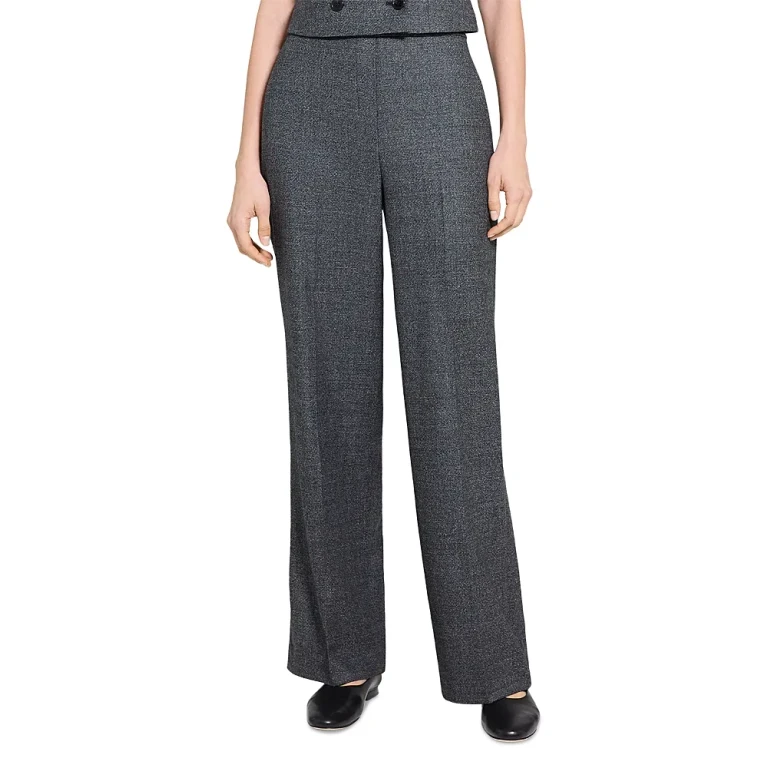 Theory Wool Wide Leg Pull On Pants