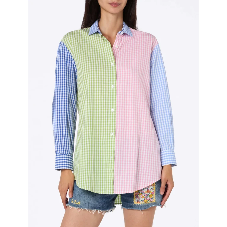 MC2 Saint Barth Camicia Brigitte In Cotone Stampa Vichy Multicolor