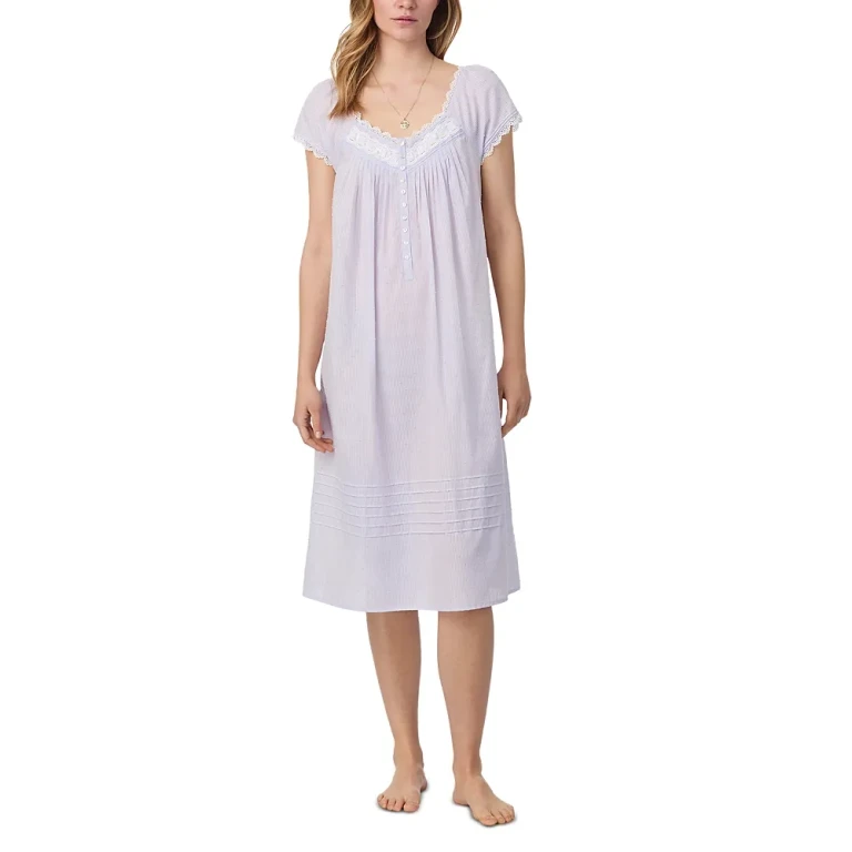 Eileen West Floral Lace Trim Waltz Nightgown