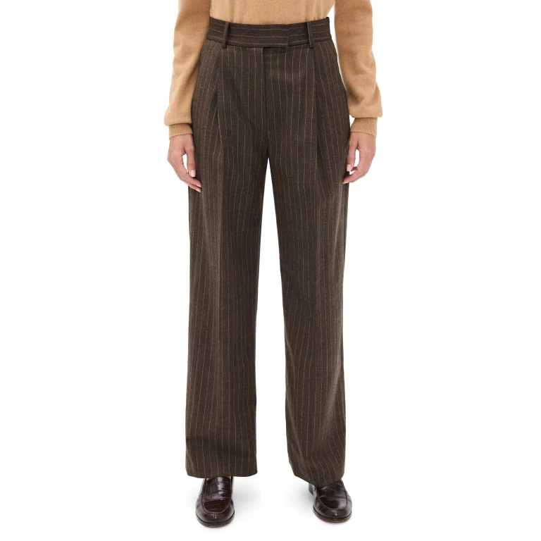 Renggli Pinstripe Trousers Mocha/Saffron 4