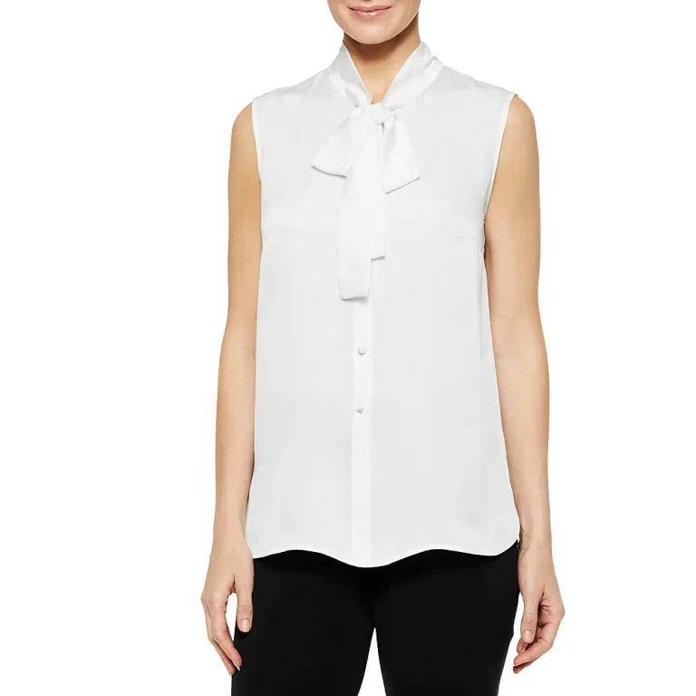 Misook Tie Neck Sleeveless Top