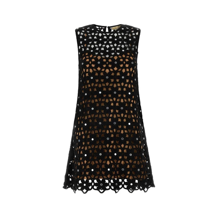 Michael By Michael Kors Black Crochet Mini Dress Nero Abiti - Women