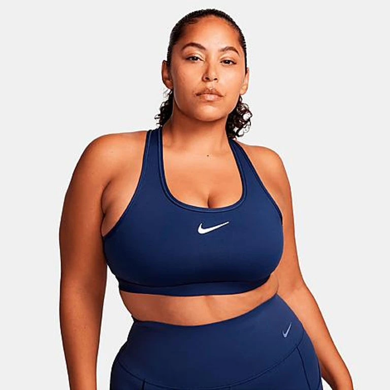 Nike Women's Swoosh Medium Support Sports Bra in Midnight Navy/White Size: XXS