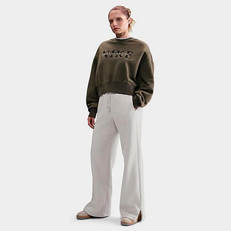 Nike Women's Sportswear Phoenix Fleece Wide-Leg Sweatpants in Light Orewood Brown/Sail Size: XS