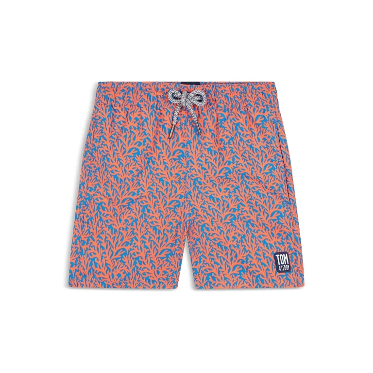 Tom & Teddy Boys' Coral Print Swim Trunks - Little Kid, Big Kid