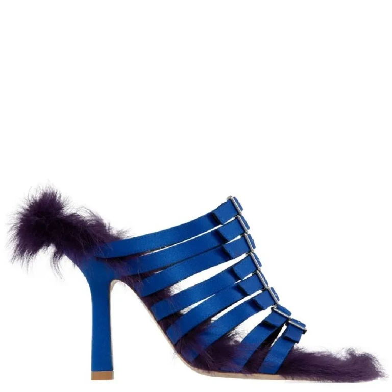 Burberry Satin Feather Square Toe Sandals