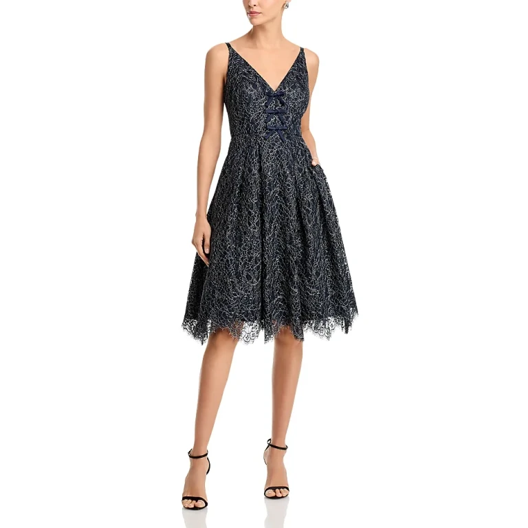 Eliza J Bow Trim Fit and Flare Dress