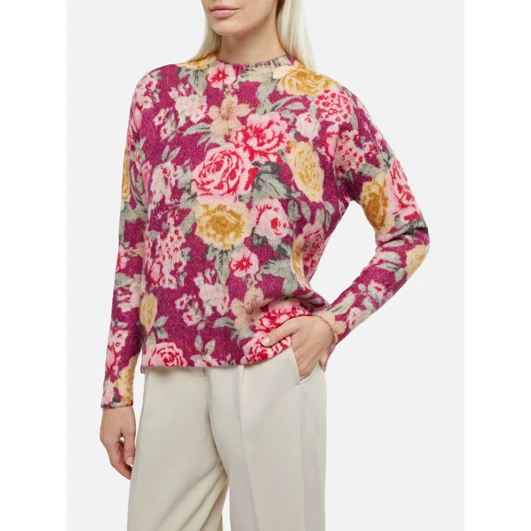 Mc2 Saint Barth Floral Louise Cashmere Blend Sweater Pink - Women