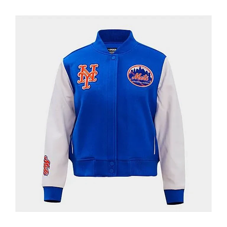 Pro Standard Women's New York Mets MLB Classic Wool Varsity Jacket in Royal Blue/White Size: XS